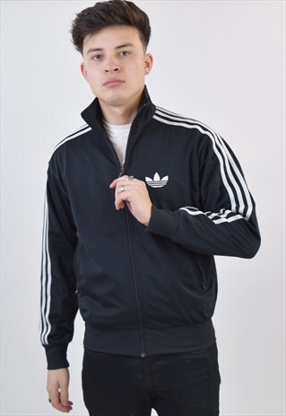 VINTAGE 90S BLACK ADIDAS TRACKSUIT TOP JACKET