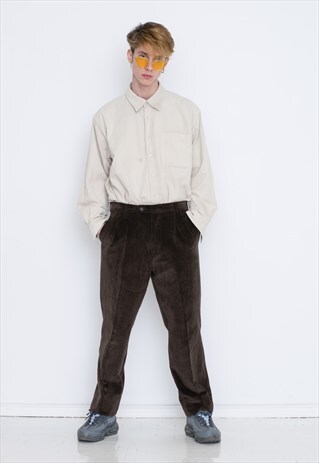 VINTAGE CORDUROY DARK BROWN RETRO JEANS