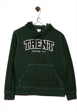 Vintage Hotline Hoodie Trent University Chest Logo Stick Gre