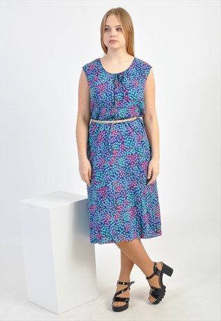 VINTAGE 80'S DRESS IN ABSTRACT PRINT