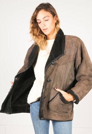 VINTAGE 80S WINTER SHEEPSKIN COAT / R011