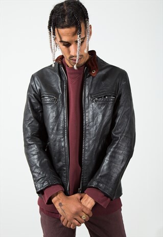 VINTAGE BIKER LEATHER JACKET / S104