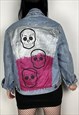 CANDY SKULL - REWORKED HAND PAINTED JACKET SIZE MEDIUM