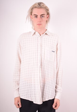 TRUSSARDI MENS VINTAGE SHIRT XL WHITE 90S