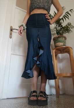 Y2k wavy denim skirt