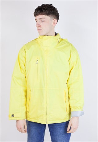 VINTAGE 90'S YELLOW PADDED HOODED JACKET