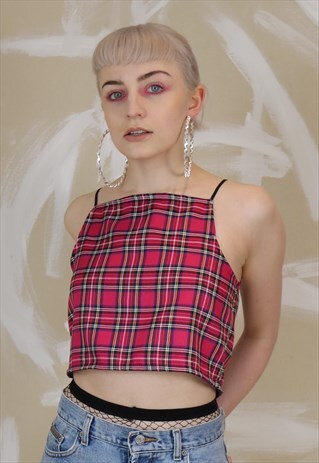 CROP TOP IN PINK TARTAN