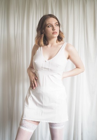VINTAGE 1950S COTTON UNDER DRESS WITH ADJUSTABLE STRAPS