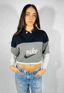 Vintage Nike Colour Block Crop Hoodie