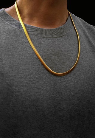 14" 6MM HERRINGBONE SNAKE NECKLACE CHAIN - GOLD
