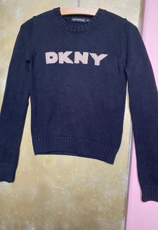 VINTAGE Y2K NAVY KNITTED DKNY JUMPER SWEATER