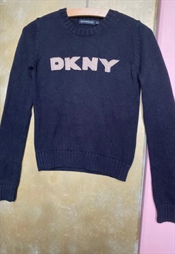 Vintage Y2K Navy Knitted DKNY Jumper Sweater 