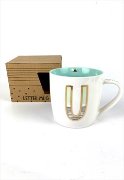 Lisa Angel Ceramic 'U' Initial Mug in Box