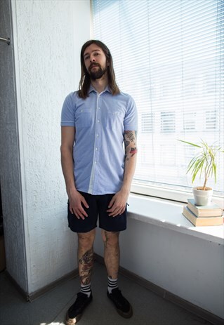 VINTAGE 70'S BLUE STRIPED SHIRT