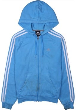 Vintage 90's Adidas Hoodie Full Zip Up Blue Small