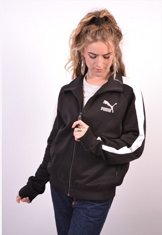 VINTAGE PUMA TRACKSUIT TOP JACKET BLACK