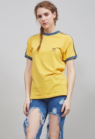 VINTAGE 80'S HONEY YELLOW ADIDAS T-SHIRT 4026