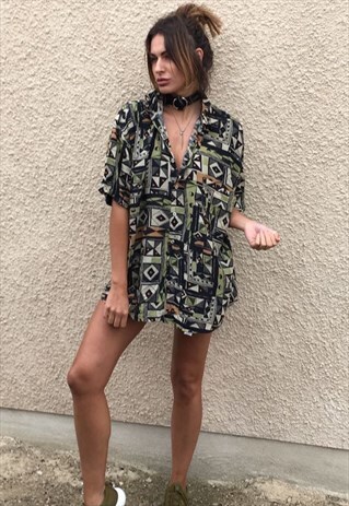 PATTERNED OVERSIZED RETRO VINTAGE UNISEX FESTIVAL SHIRT