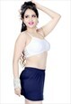BLUE LYCRA STRETCHY BANDAGE BODYCON HUG FITTED MINI SKIRT