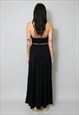 70'S JOHN CHARLES LONDON BLACK GOLD EVENING MAXI DRESS 