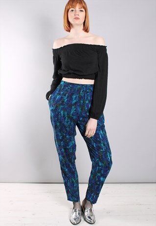 VINTAGE 90S CRAZY PATTERNED HIGH WAISTED TAPERED TROUSERS