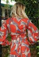 BISHOP SLEEVE SHORT DRESS - CAT PRINT