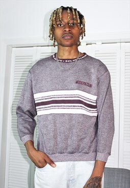 Vintage 90s Maroon Crewneck Abstract Sweatshirt 