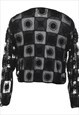 VINTAGE BEADED FLORAL KNIT CARDIGAN - L