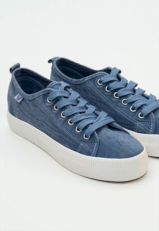 DUSTY BLUE WASHED CANVAS SKATE SHOES BY WALK IN PITAS