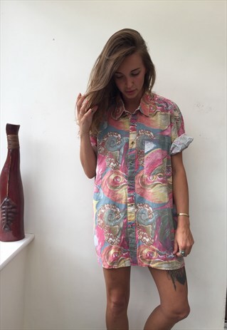 CRAZY PATTERNED OVERSIZED RETRO VINTAGE FESTIVAL SHIRT