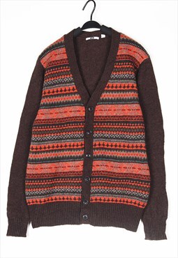 Brown Patterned wool knitwear Cardigan jumper knit 