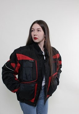 Motorcycle jacket, vintage biker jacket, 90s black racing 