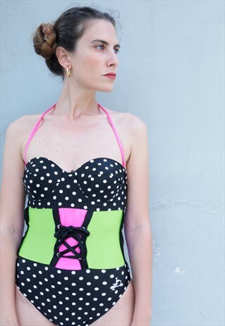 VINTAGE 80S ROCCOBAROCCO POLKA DOTS SWIMSUIT