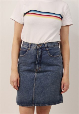VINTAGE HIGH WAISTED DENIM SKIRT
