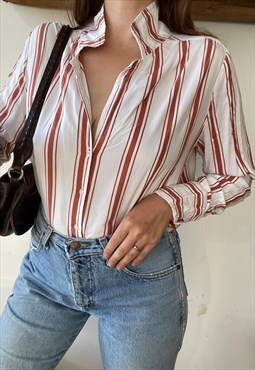 Vintage 90s Nautical striped classy chic blouse shirt top