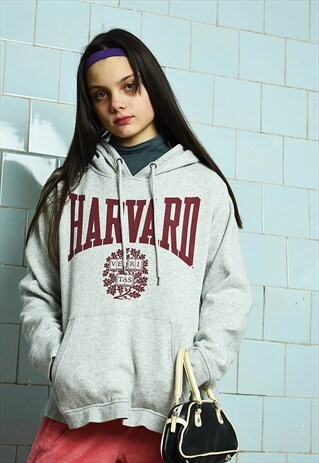 VINTAGE Y2K HARVARD UNI SLOGAN SWEATSHIRT JUMPER HOODIE