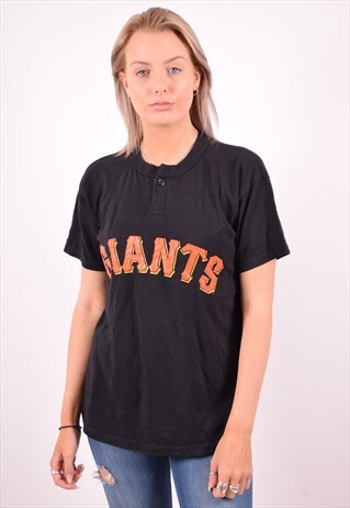 MAJESTIC WOMENS VINTAGE GIANTS T-SHIRT TOP XL BLACK 90S
