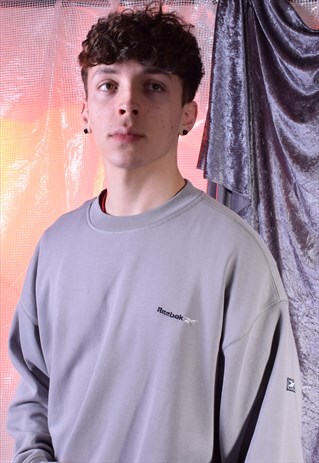 VINTAGE REEBOK GREY EMBROIDERED SWEATSHIRT