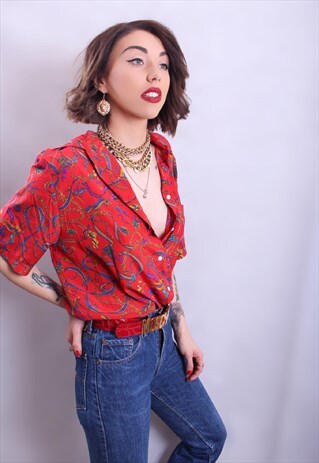 RED BAROQUE PRINT BLOUSE