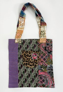 The tote bag - floral leopard patchwork