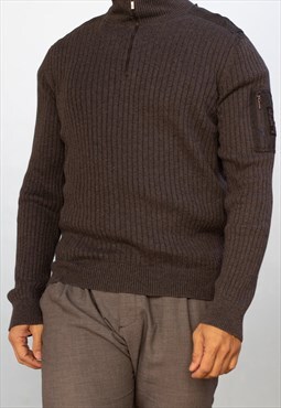 Vintage Calvin Klein Jumper Cardigan Quarter zip in Grey L
