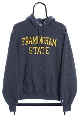 Vintage Champion Framingham State Grey Hoodie Mens