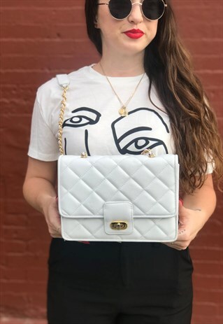 VINTAGE GIANI BERNINI WHITE QUILTED SHOULDER BAG