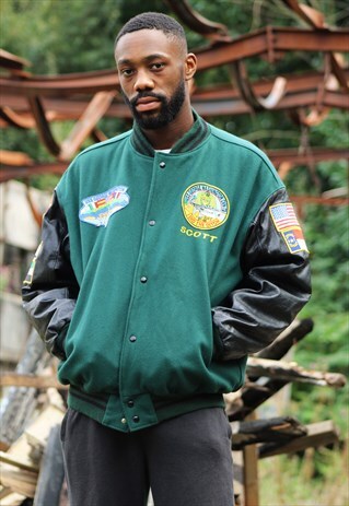 VINTAGE / GREEN VARSITY JACKET