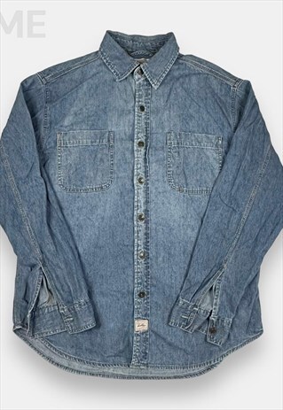 Levis vintage blue denim button up shirt size L