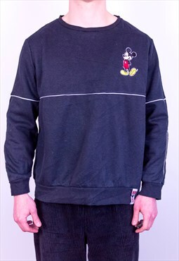 Vintage Disney Mickey Mouse Embroidery Sweatshirt in Grey M