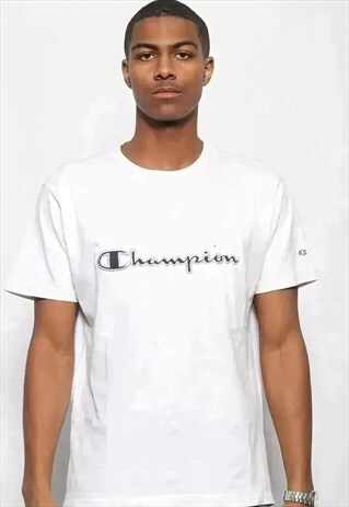 VINTAGE CHAMPION BIG LOGO SPELLOUT T-SHIRT WHITE