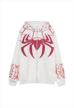 Spider web hoodie Gothic pullover creepy punk top in white