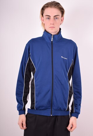 CHAMPION MENS VINTAGE TRACKSUIT TOP JACKET LARGE BLUE 90S
