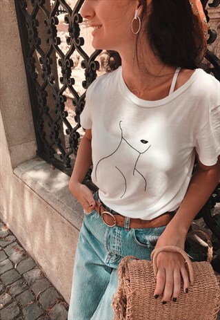 ONE LINE DRAWING EMBROIDERED T-SHIRT